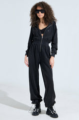 DOING THE MOST FRENCH TERRY JUMPSUIT WITH RHINESTONES