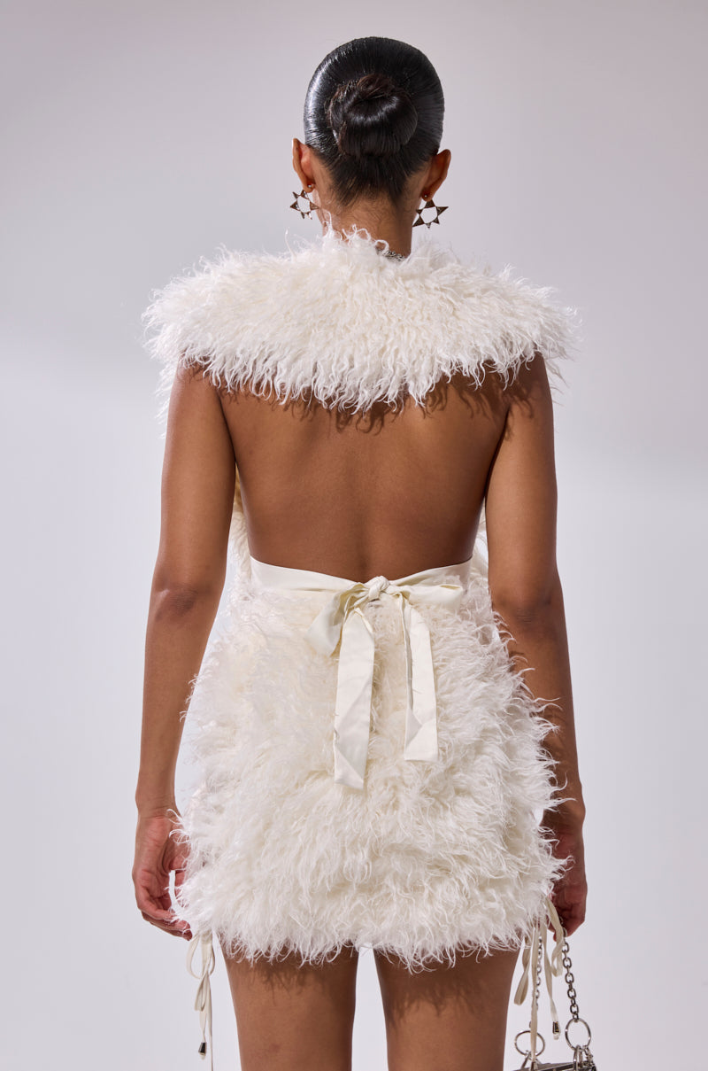 CALL ME CRAZY FUR MINI DRESS