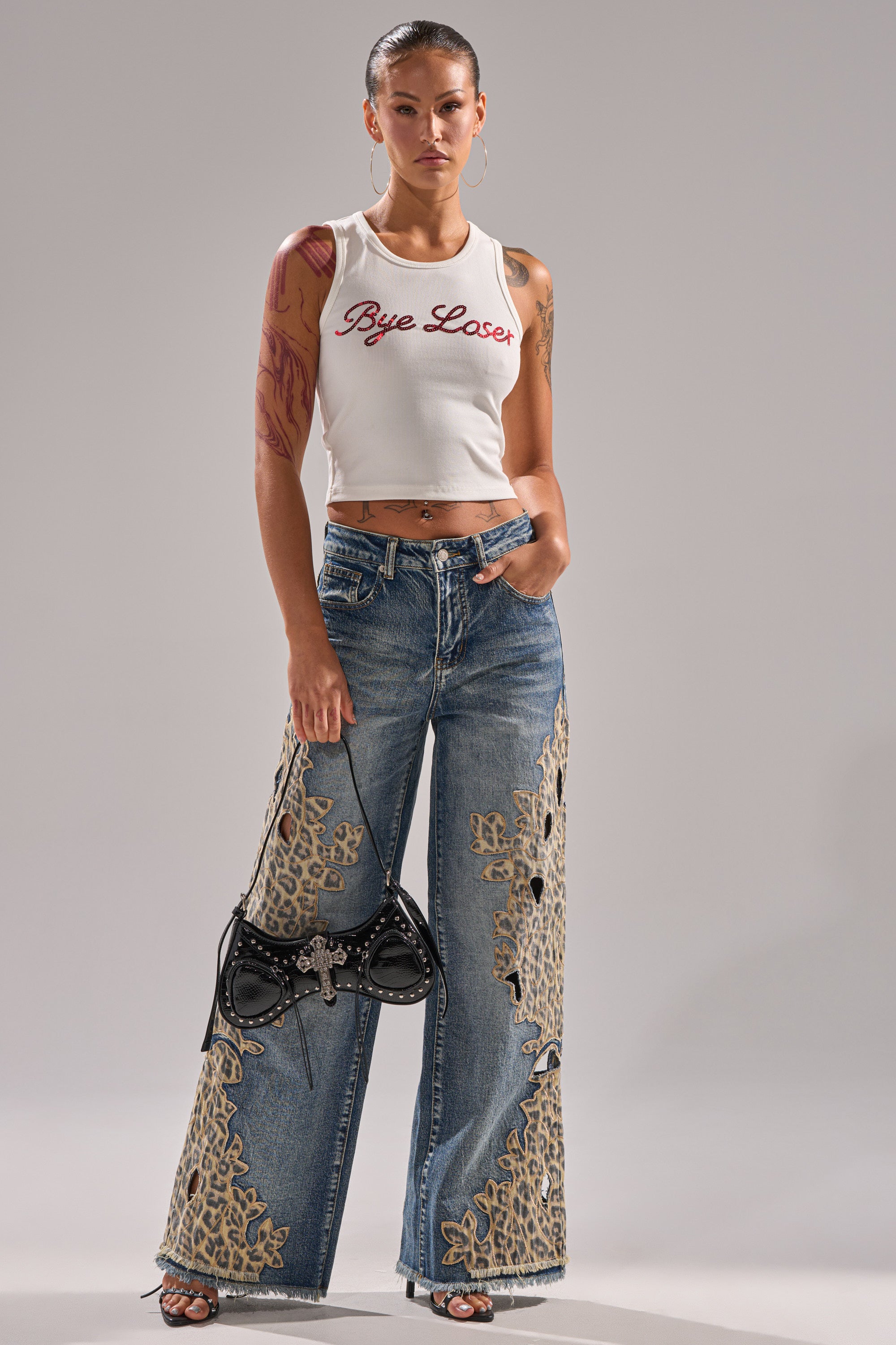 AMIGAS CHEETAH PRINT WIDE LEG PANT
