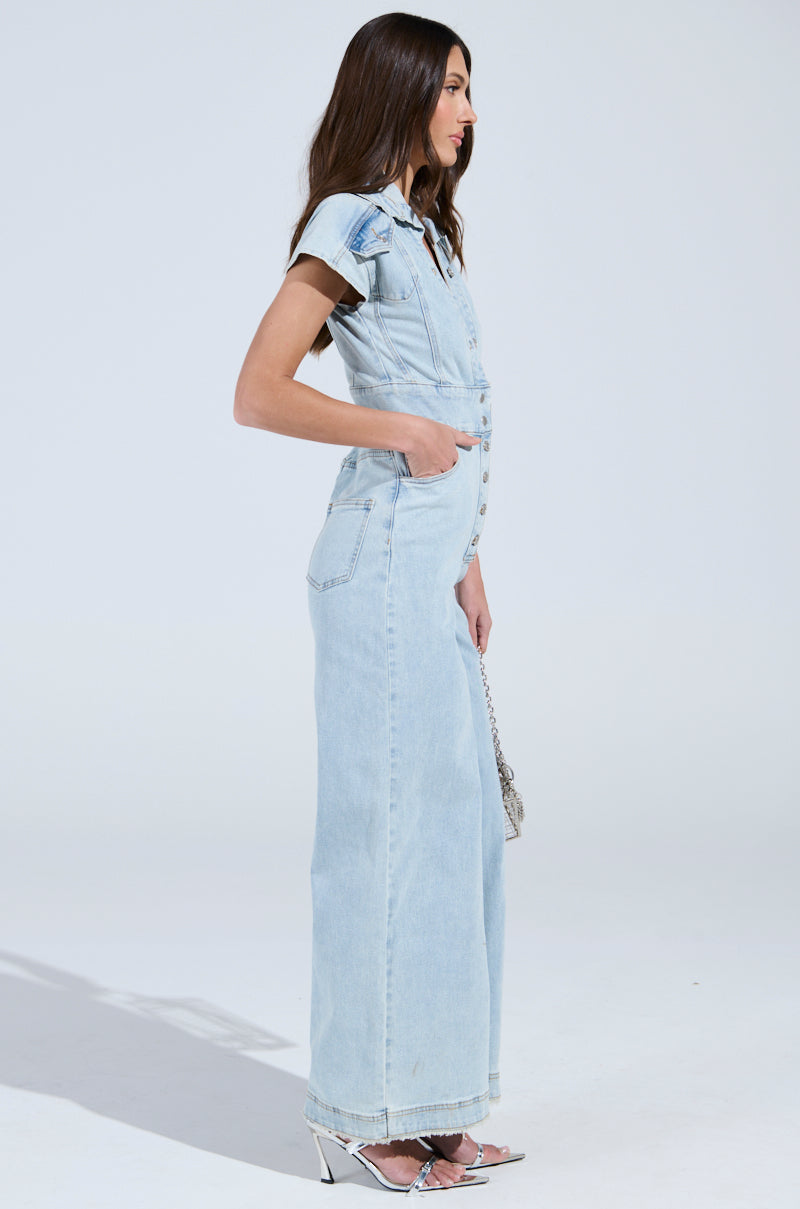 COOL GIRL WIDE LEG DENIM JUMPSUIT