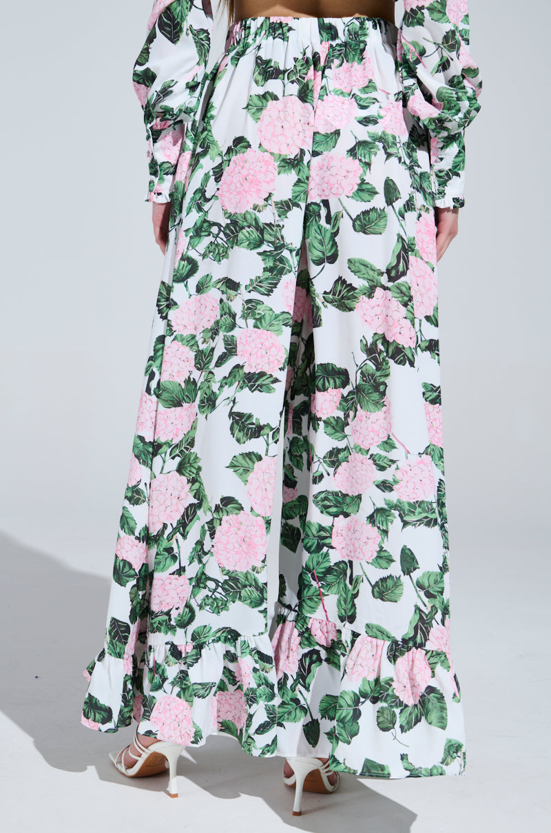 DIANE FLORAL WIDE LEG RUFFLE PANT