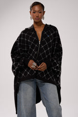 BLING BLING OVERSIZED ZIP UP SWEATSHIRT