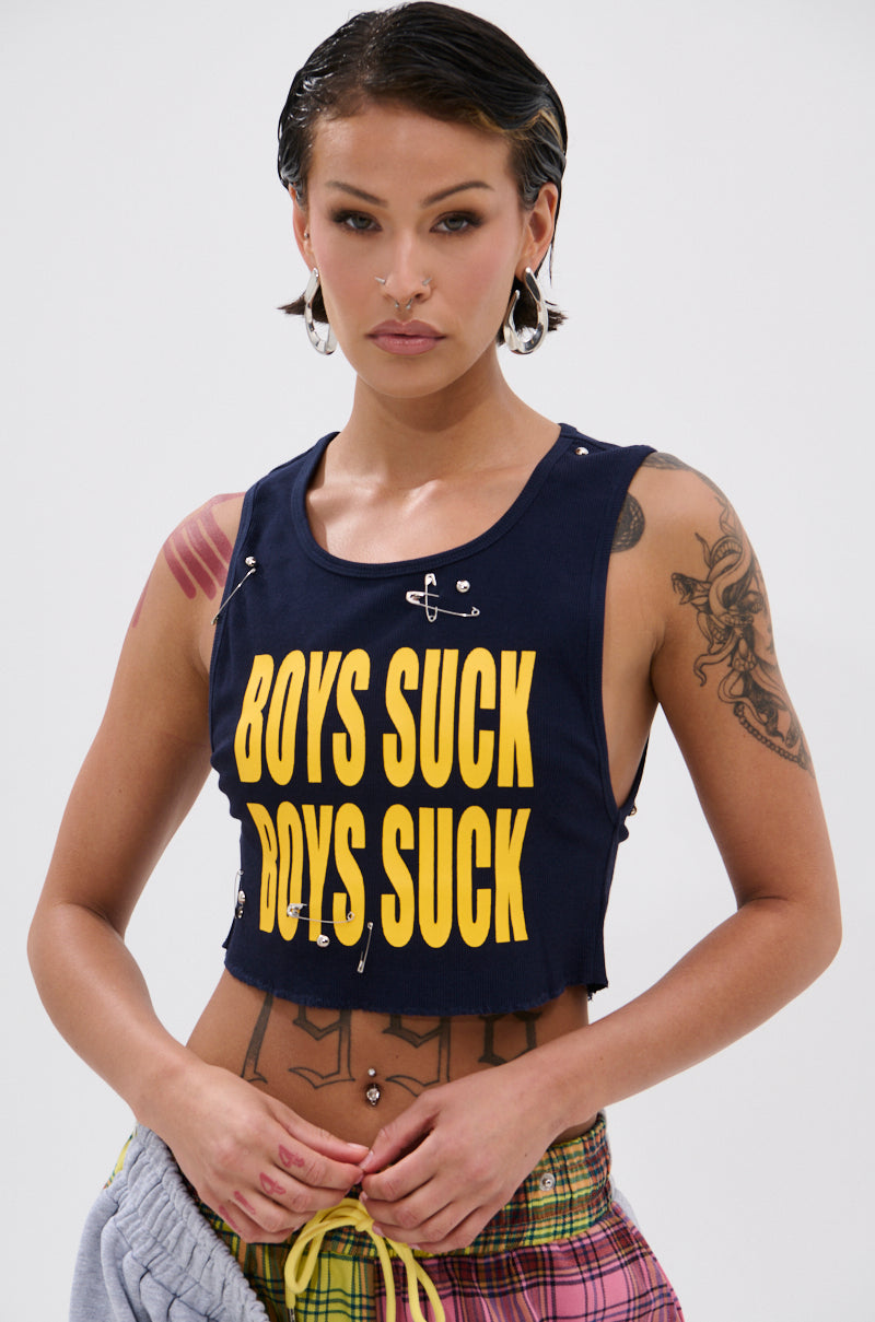 BOYS LIE DISTRESSED CROPPED TANK TOP