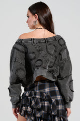 DO TELL DENIM SWEASHIRT
