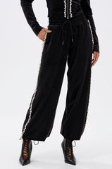 DARA RHINESTONE WIDE LEG SWEATPANT