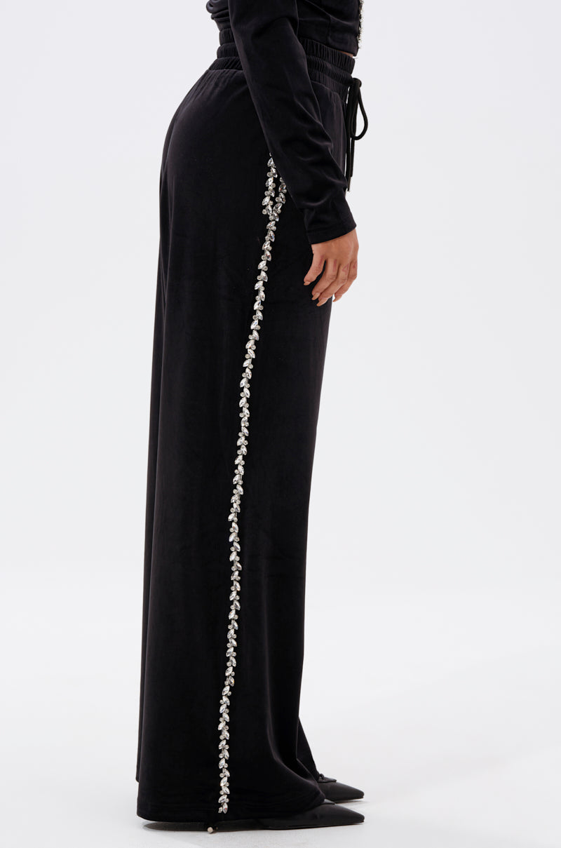 DARA RHINESTONE WIDE LEG SWEATPANT