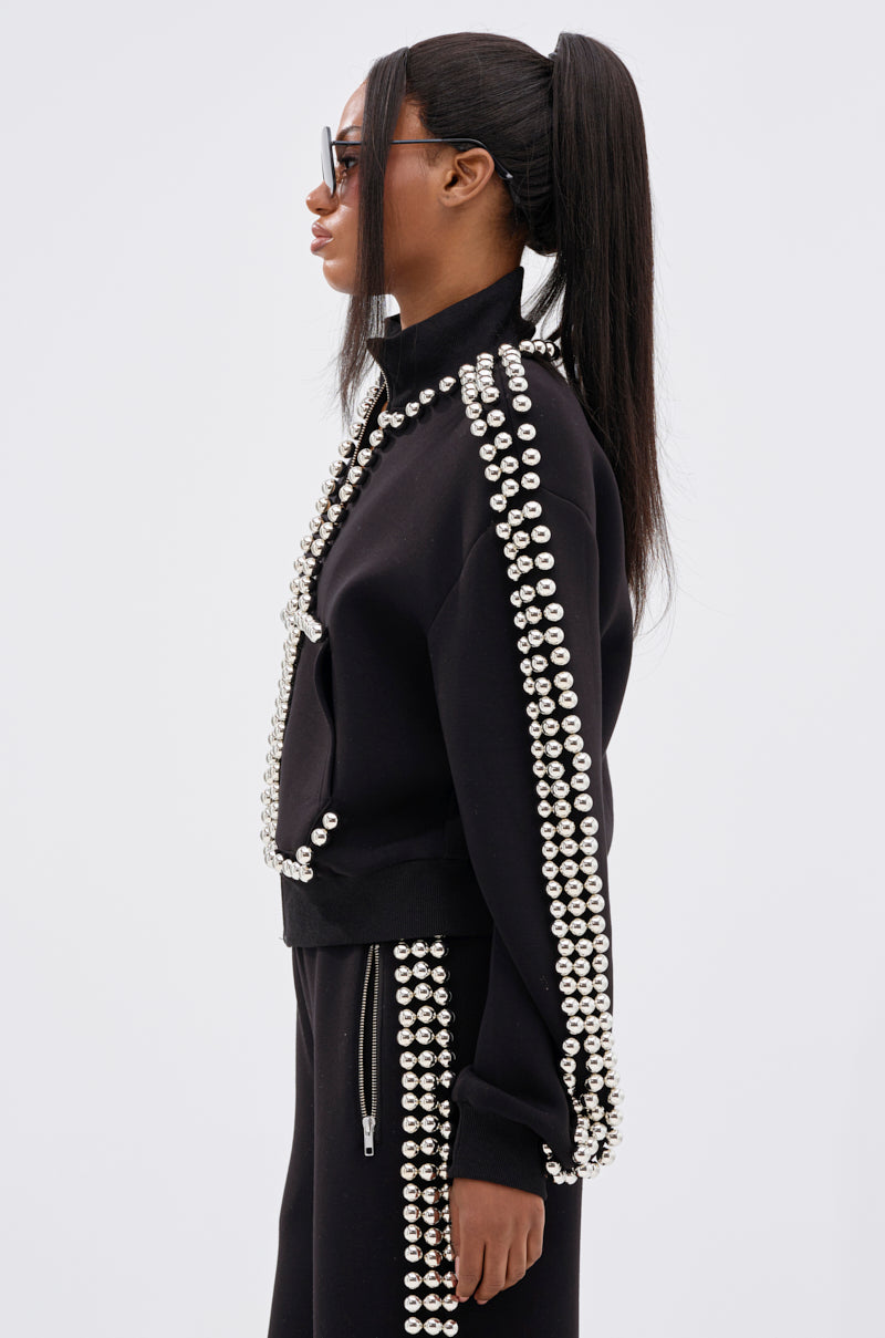 BALLS TO THE WALL ZIP UP SWEATSHIRT IN BLACK