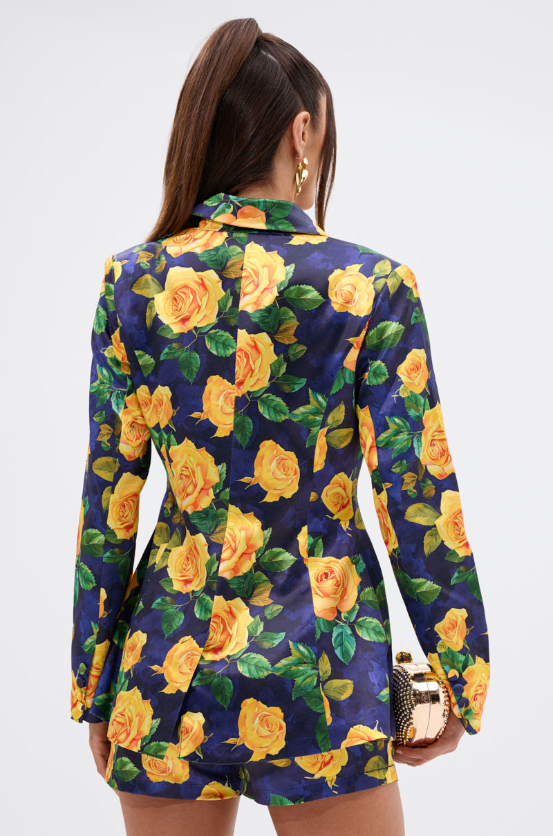 DOZEN ROSES SATIN BLAZER IN NAVY
