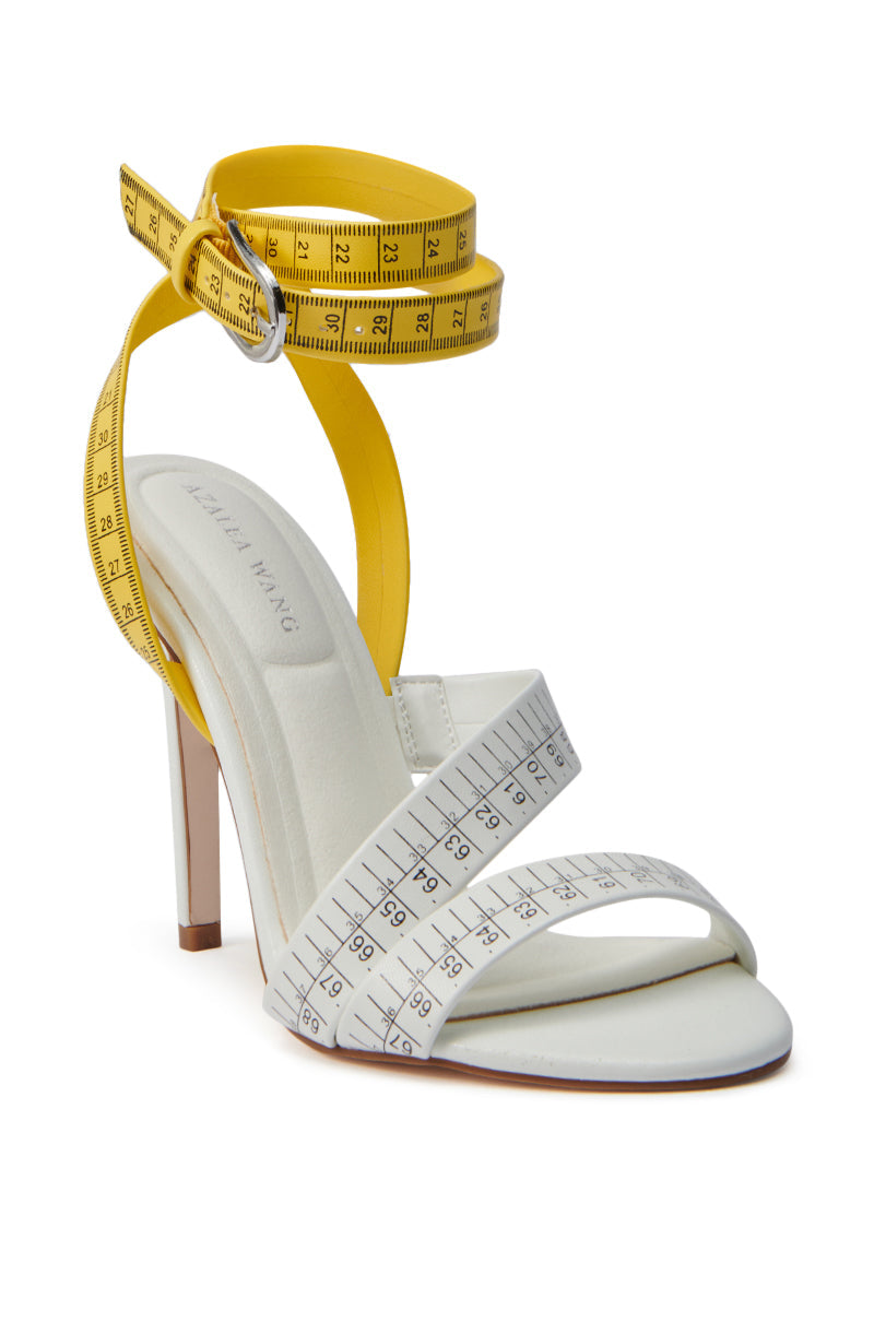AZALEA WANG KASHIA WHITE MULTI TAPE MEASURE STRAP SANDAL