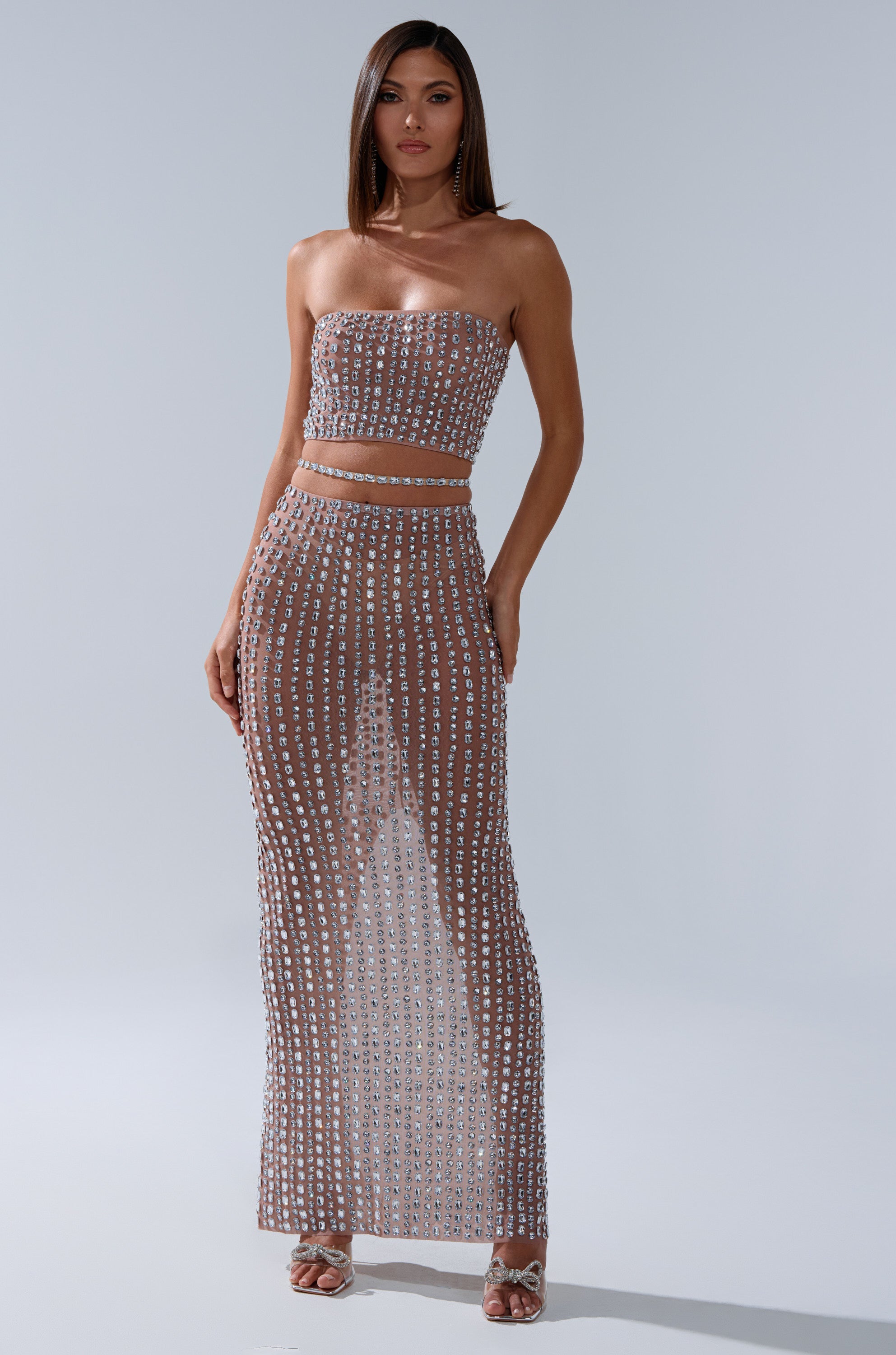 ALL THE SHINE RHINESTONE MAXI SKIRT
