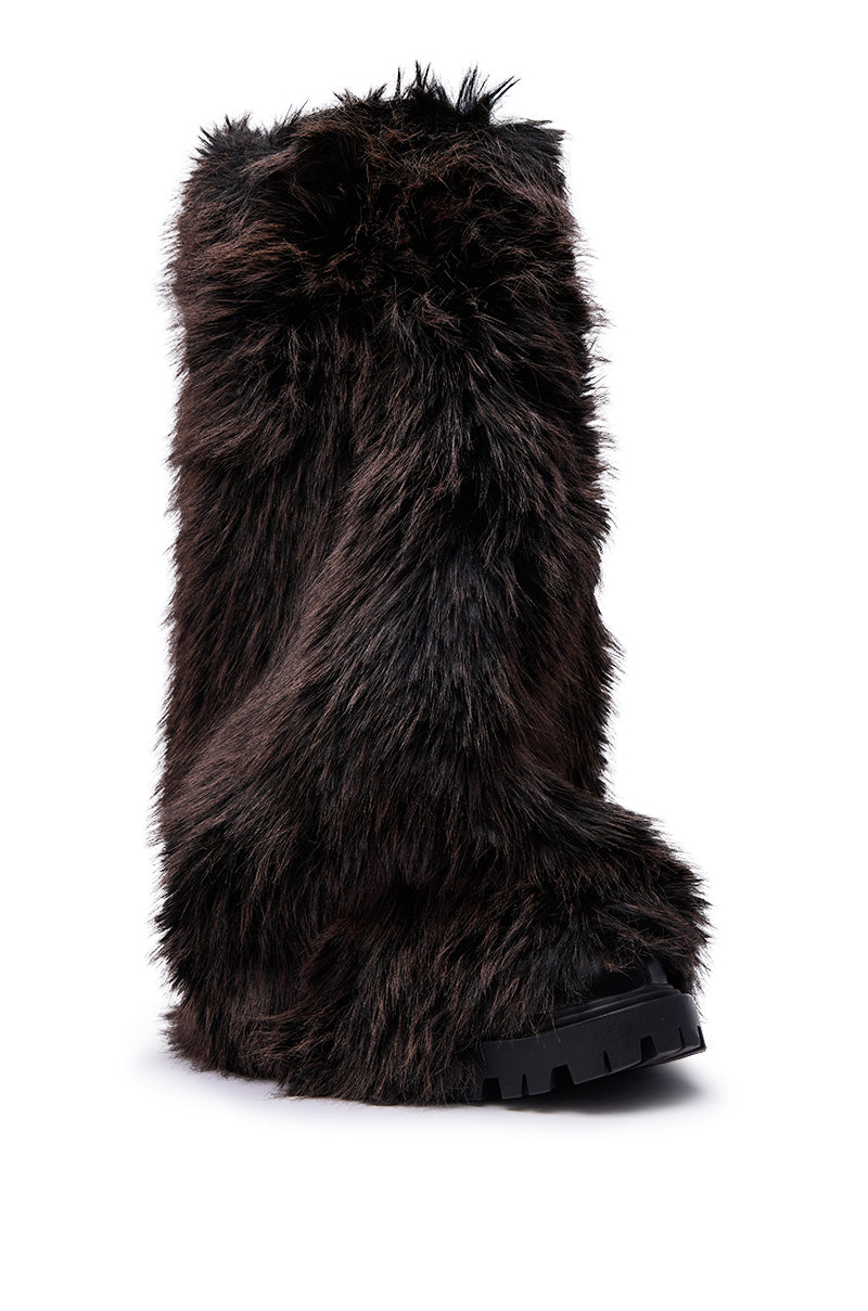 AZALEA WANG LISBOA BROWN FUR FOLD OVER BOOT
