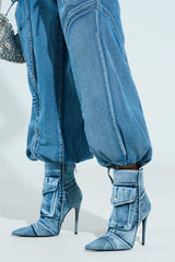 AZALEA WANG MYNAH DENIM STILETTO BOOTIE