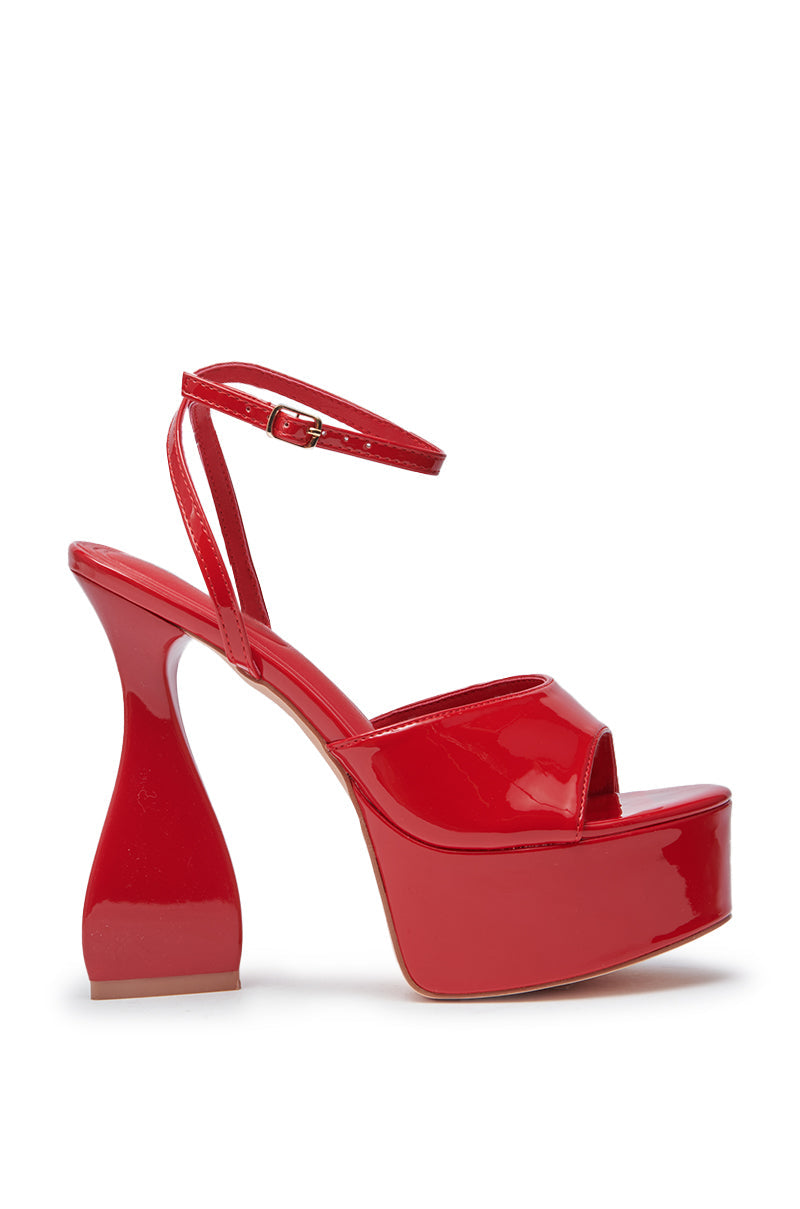 AZALEA WANG NEWTON RED CHUNKY PLATFORM SANDAL