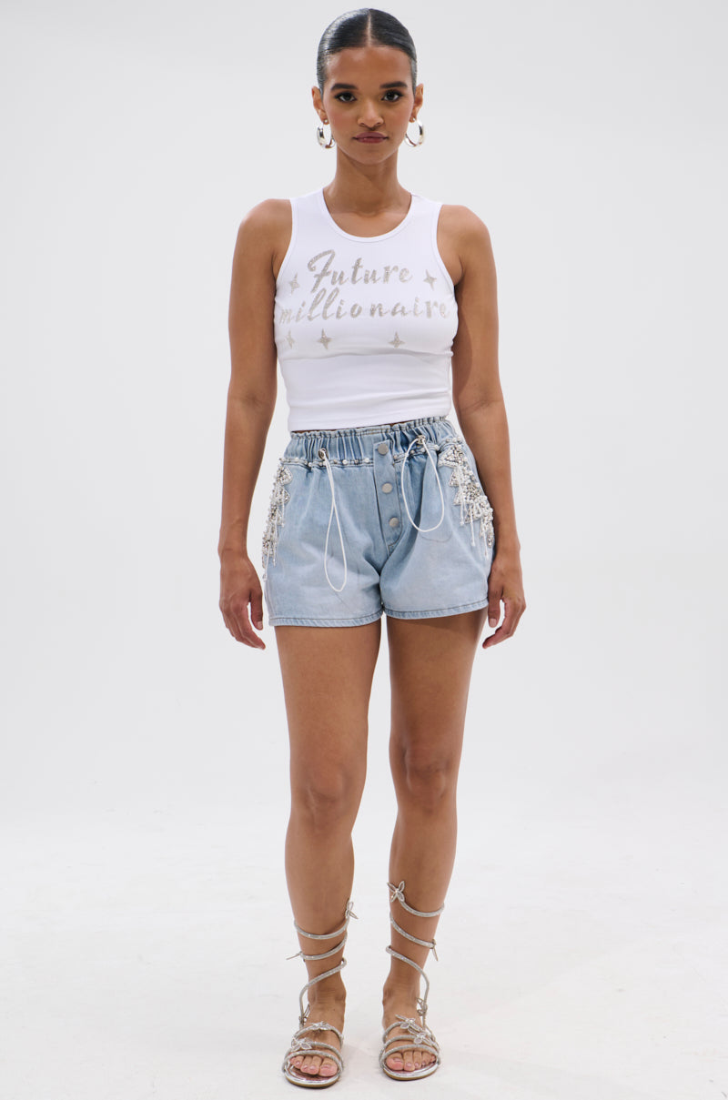 BLING BLING PEARL DENIM SHORT