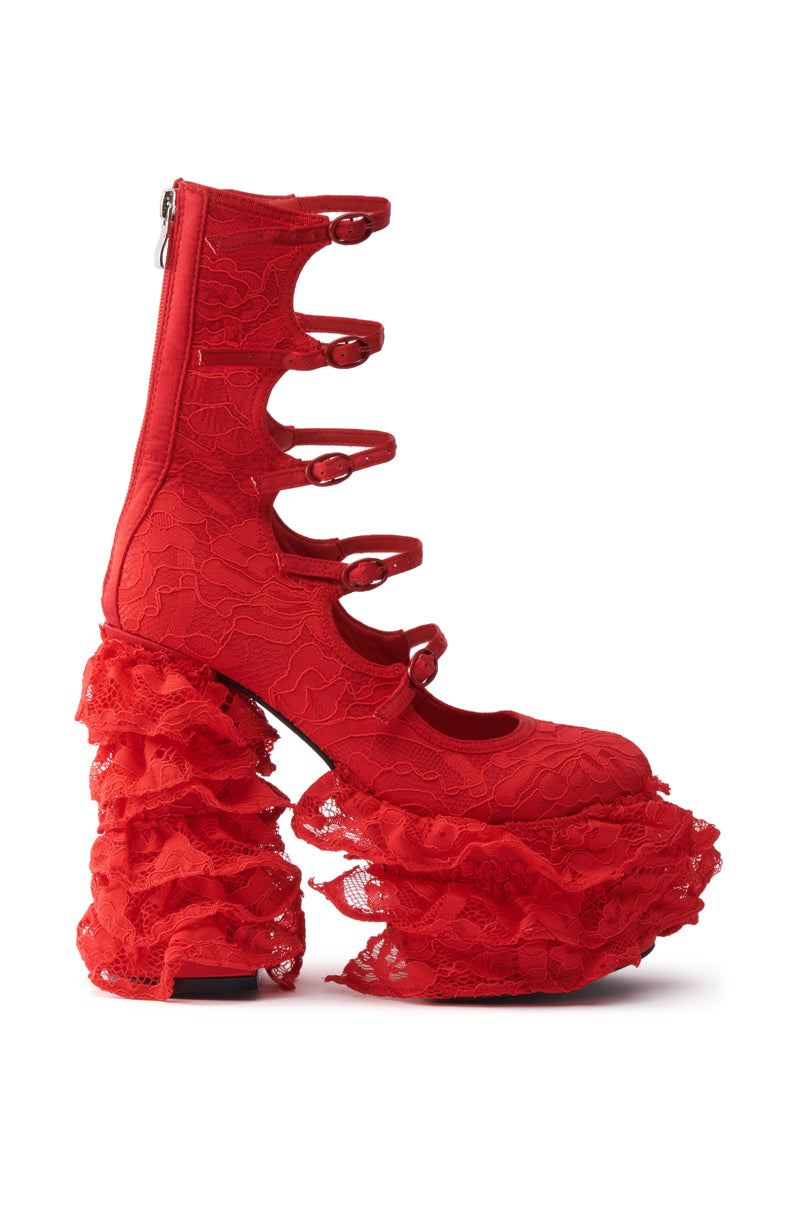AZALEA WANG SPREENE RED CHUNKY PUMP