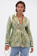 DON'T TRY ME EMBELLISHED BROCADE BLAZER