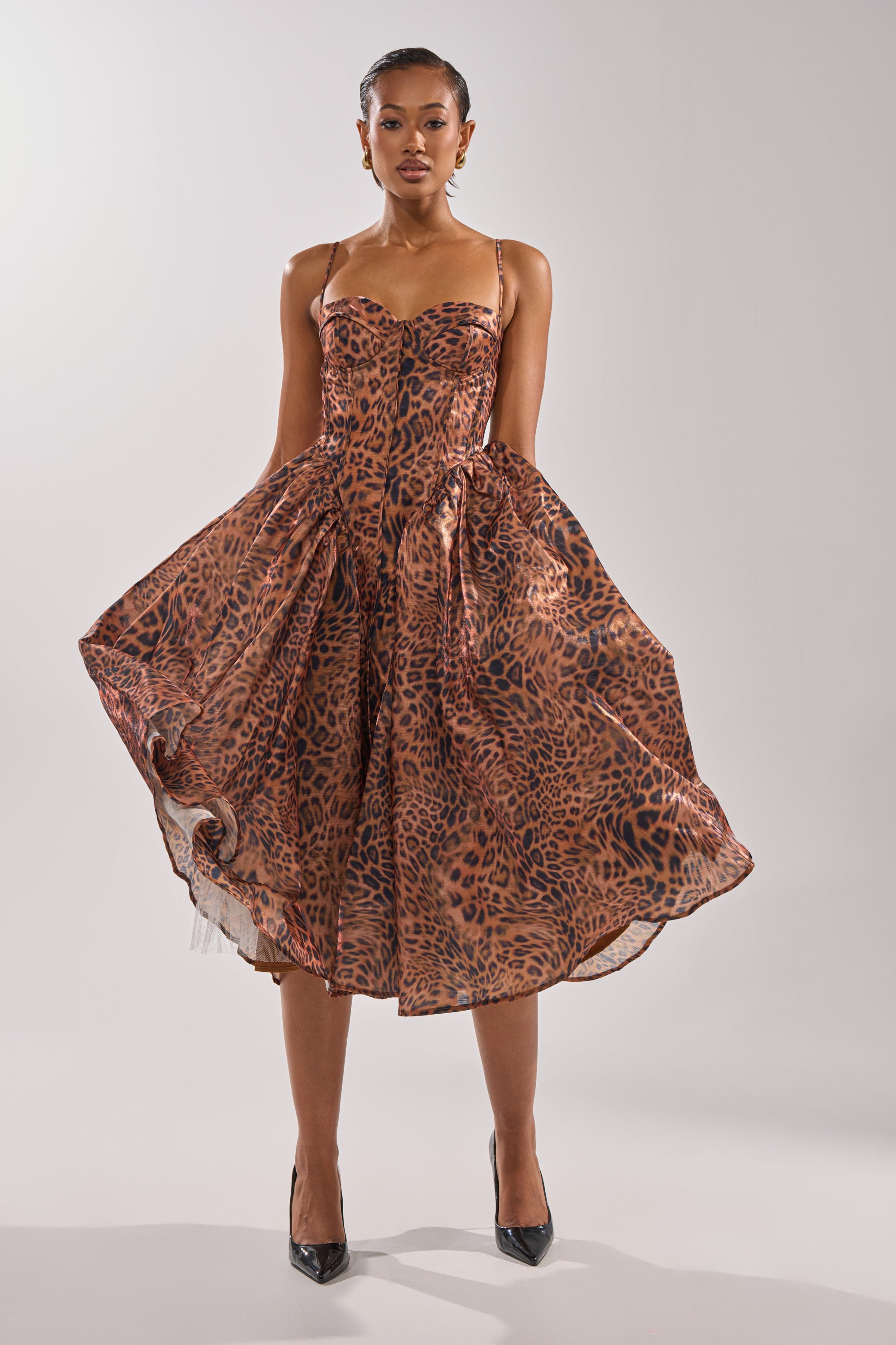 CHEETAH SISTERS MIDI DRESS