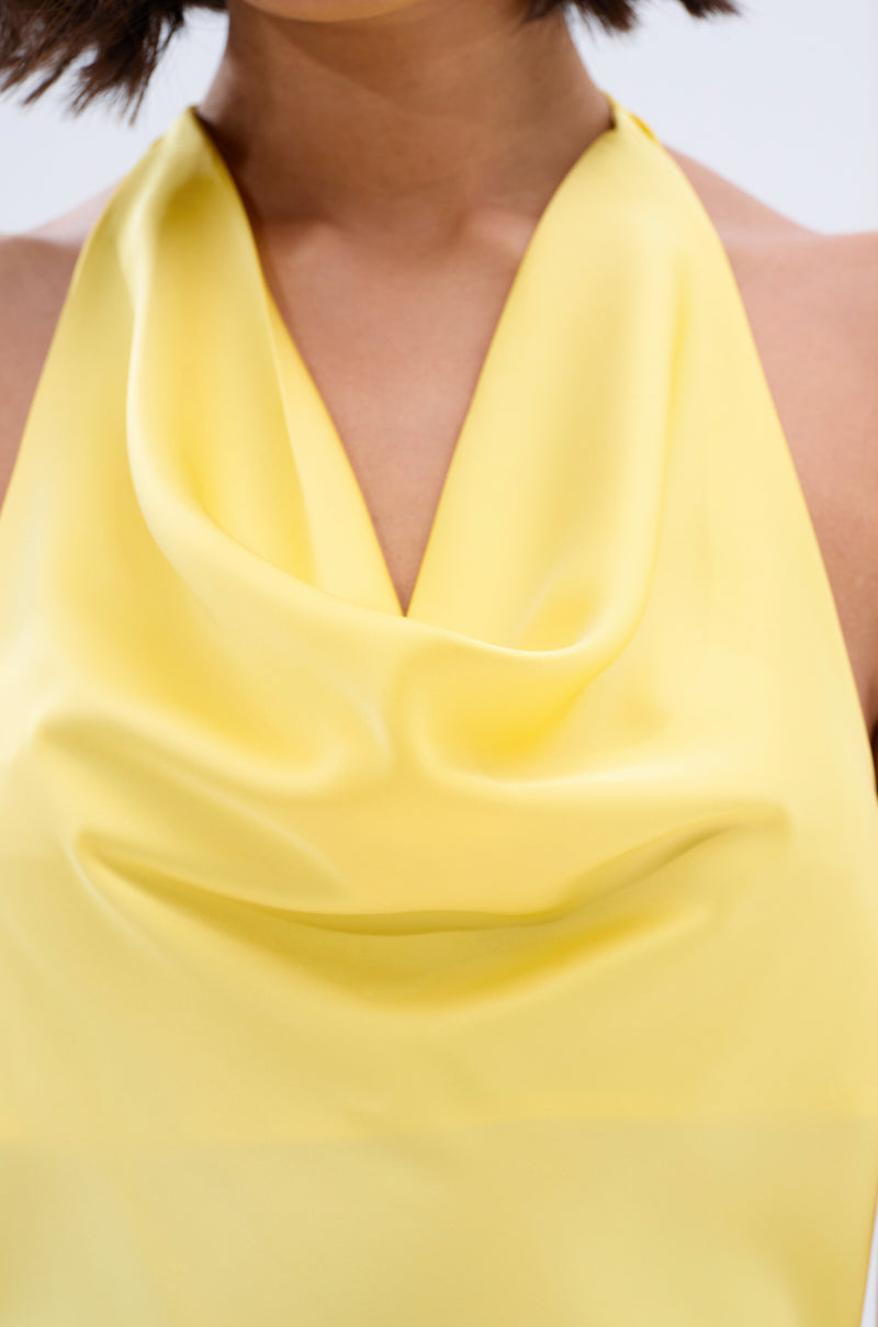 DOLLY SATIN MINI DRESS IN YELLOW