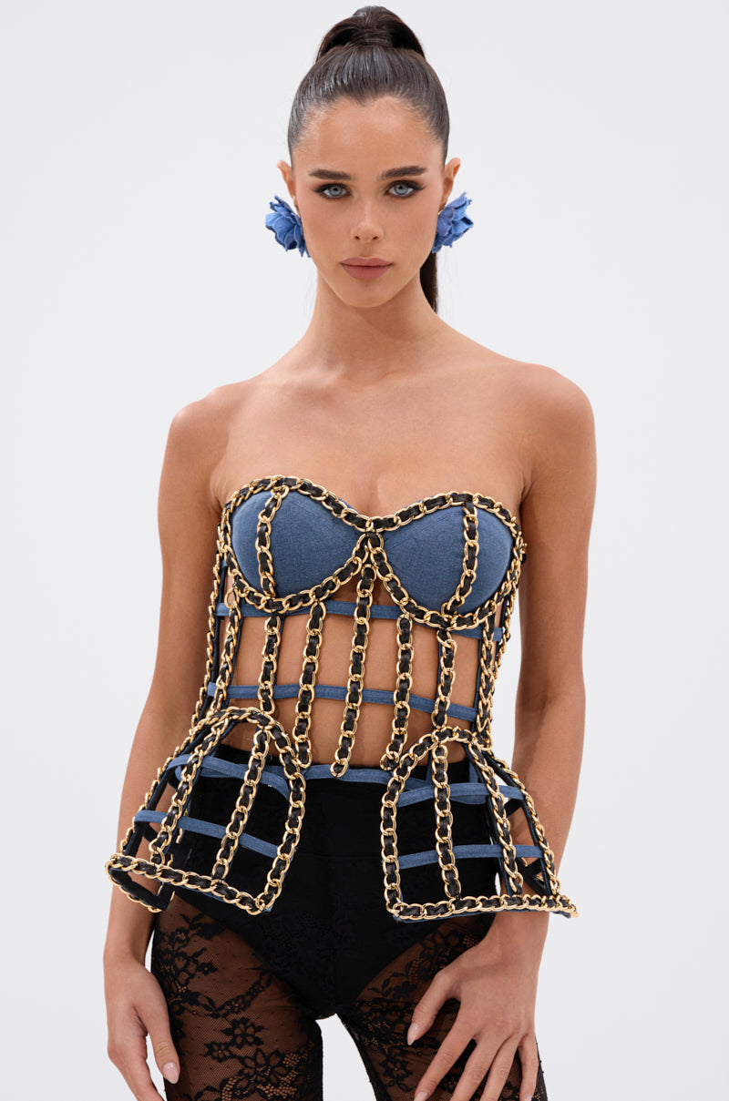 DOWN SOUTH CHAIN DETAIL BUSTIER TOP