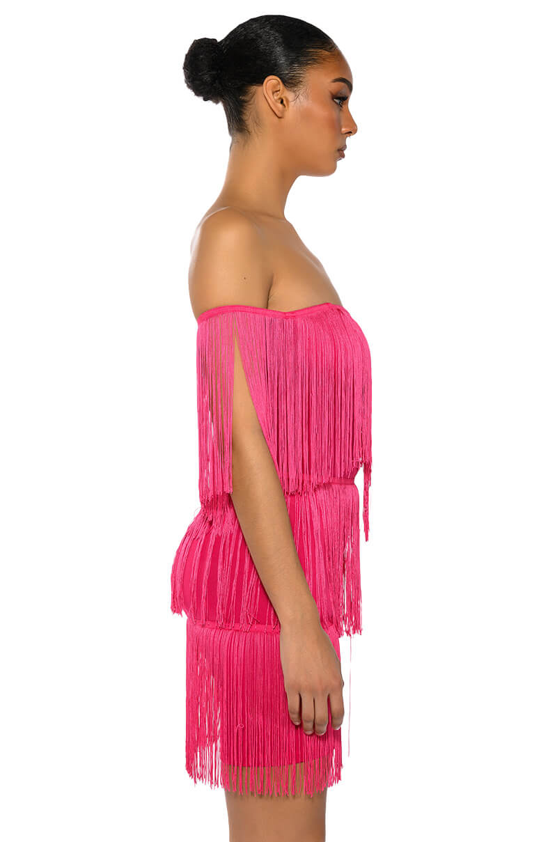 ALWAYS INVOLVED FRINGE MINI DRESS