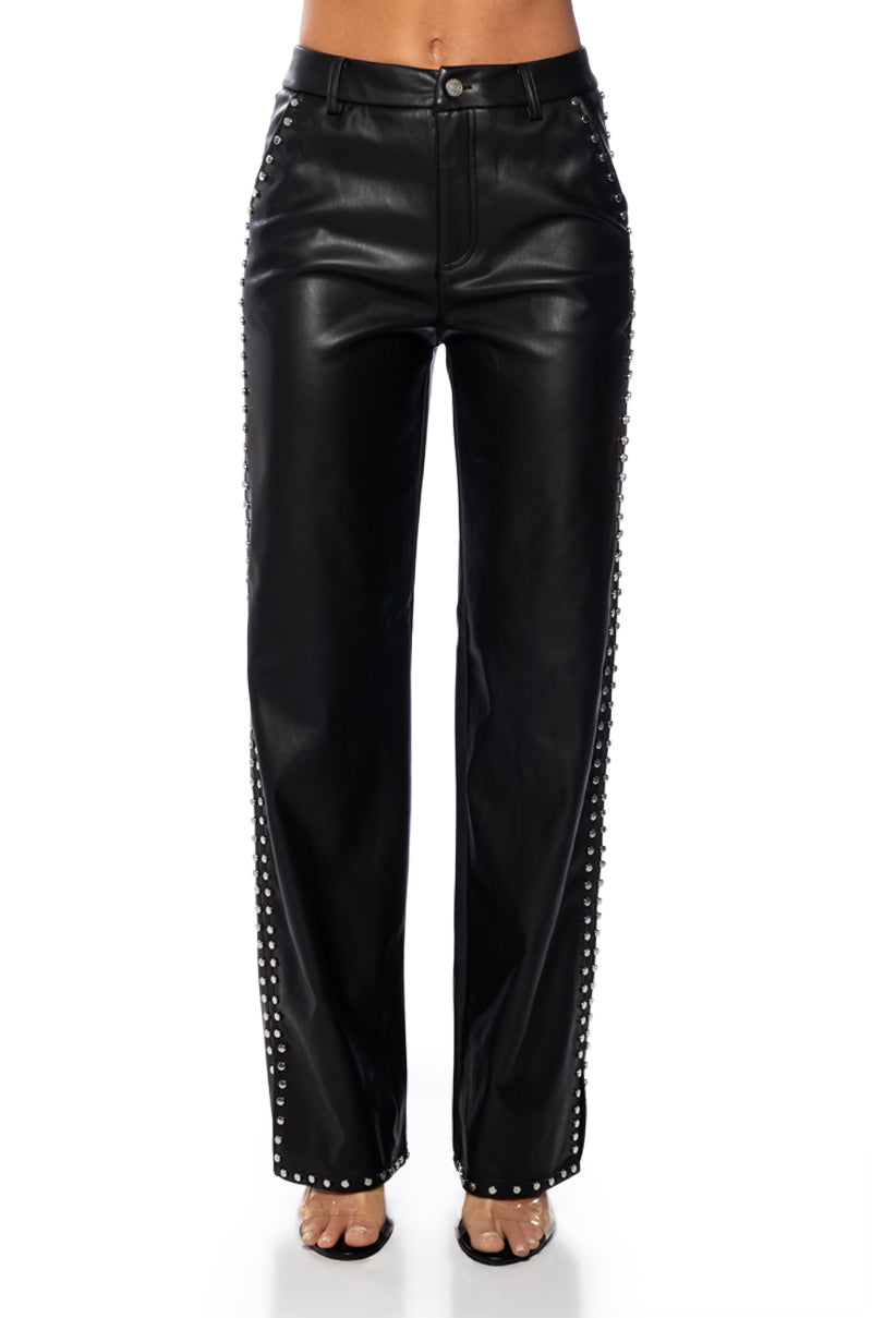 ALWAYS ON TIME FAUX LEATHER WIDE LEG PANT