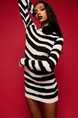ANI STRIPED LONG SLEEVE MINI DRESS