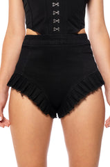 ASTRO MINI DENIM SHORTS IN BLACK