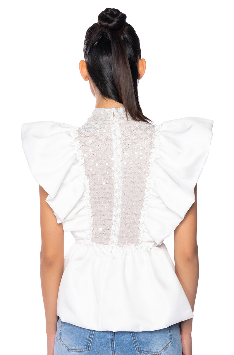 AURORA BEADED CHEST PANEL BLOUSE
