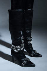 AZALEA WANG ALONZA BLACK DIAMOND EMBELLISHED BOOT