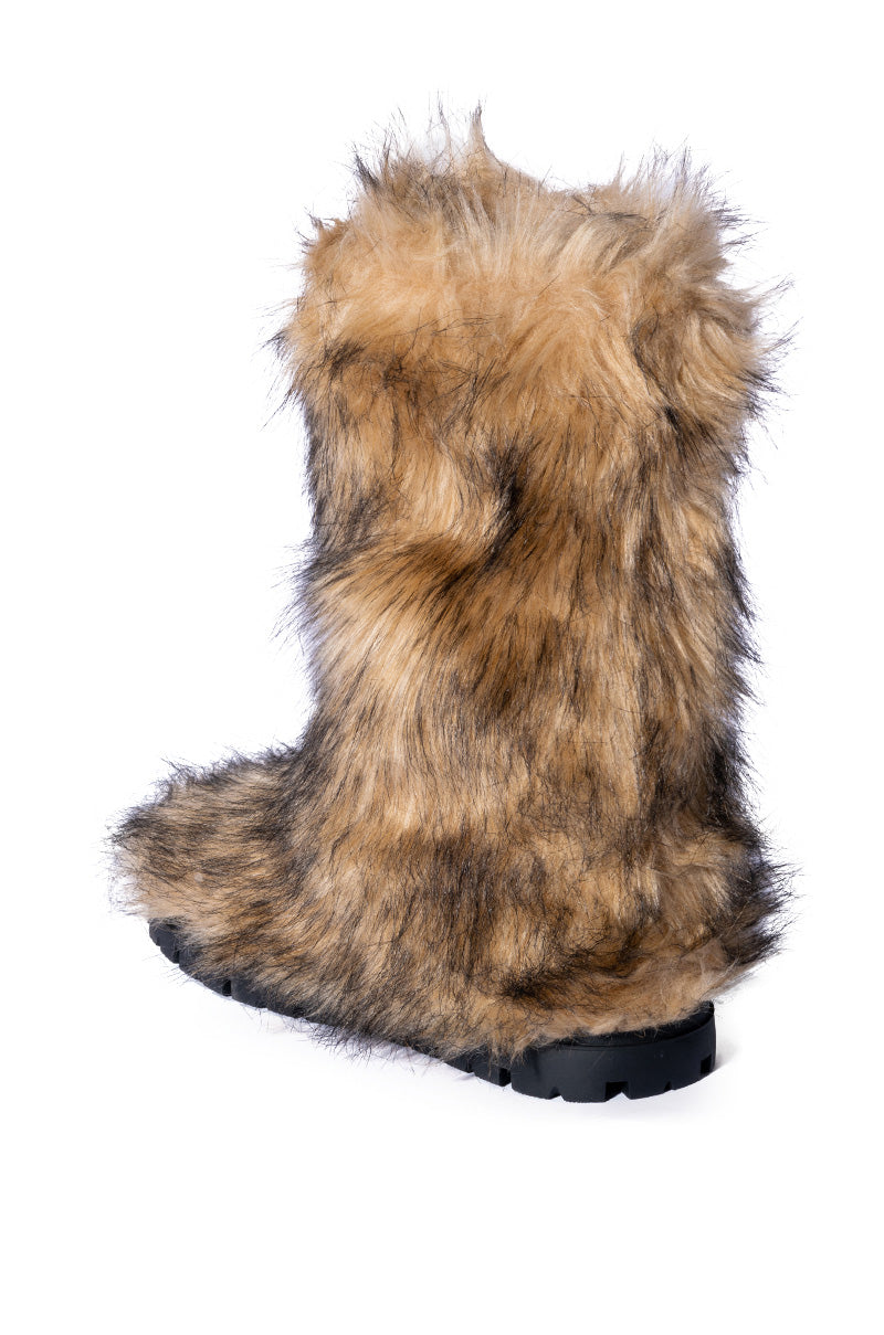 AZALEA WANG ASPEN FURRY BROWN MULTI BOOTIE