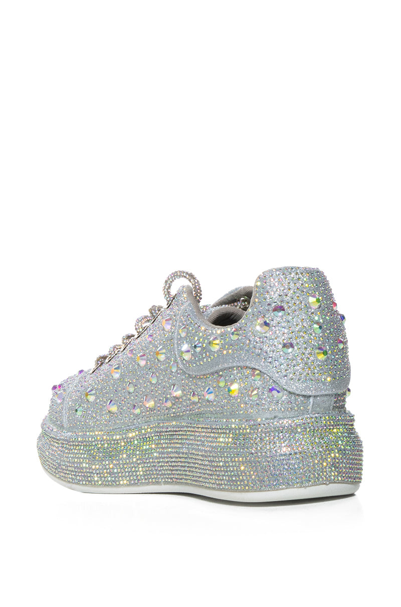 AZALEA WANG AZURE SILVER RHINESTONE SNEAKER