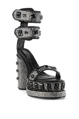 AZALEA WANG BAYOU BLACK RHINESTONE PLATFORM SANDAL