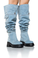 AZALEA WANG BEVELYN DENIM BOOT