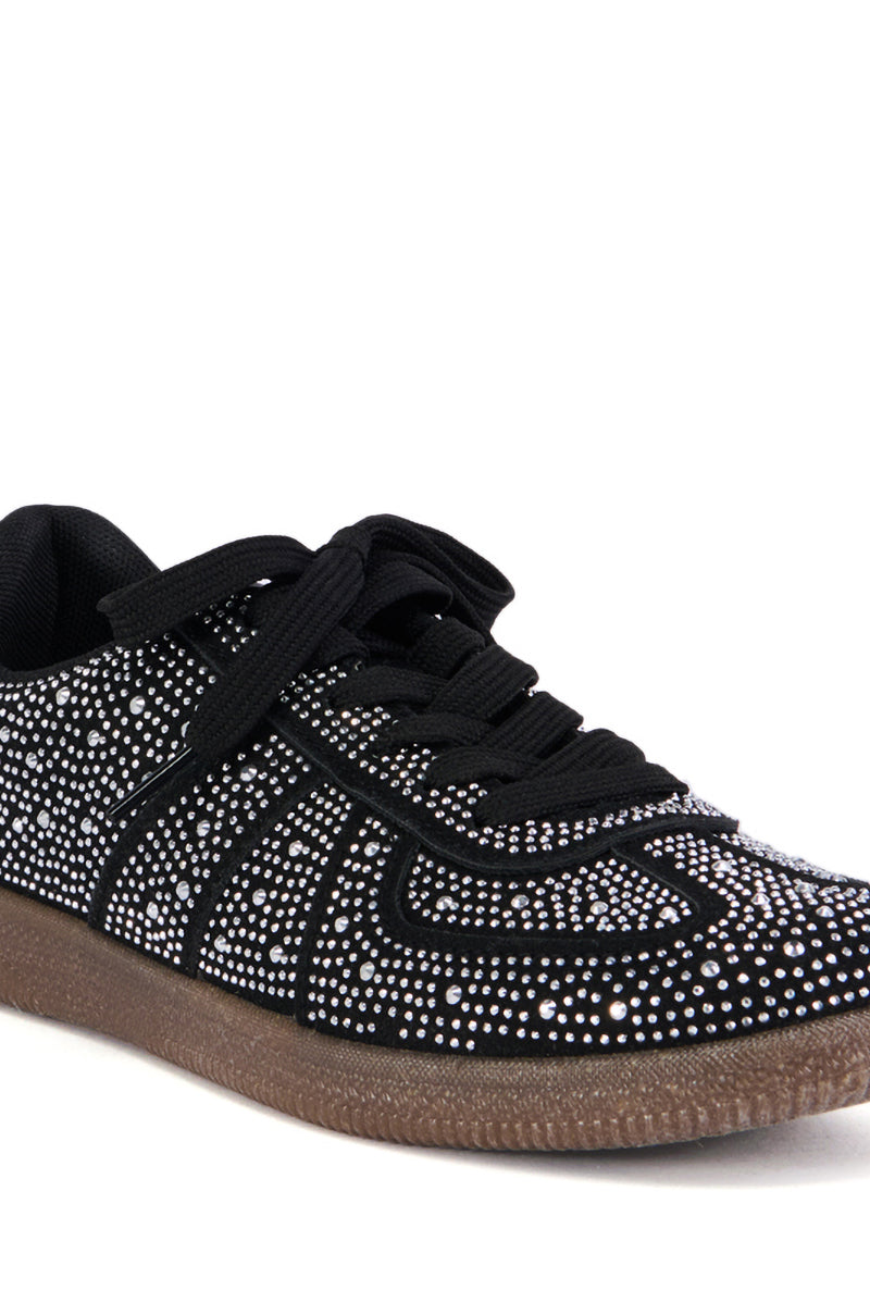 AZALEA WANG BRYAR BLACK EMBELLISHED SNEAKER