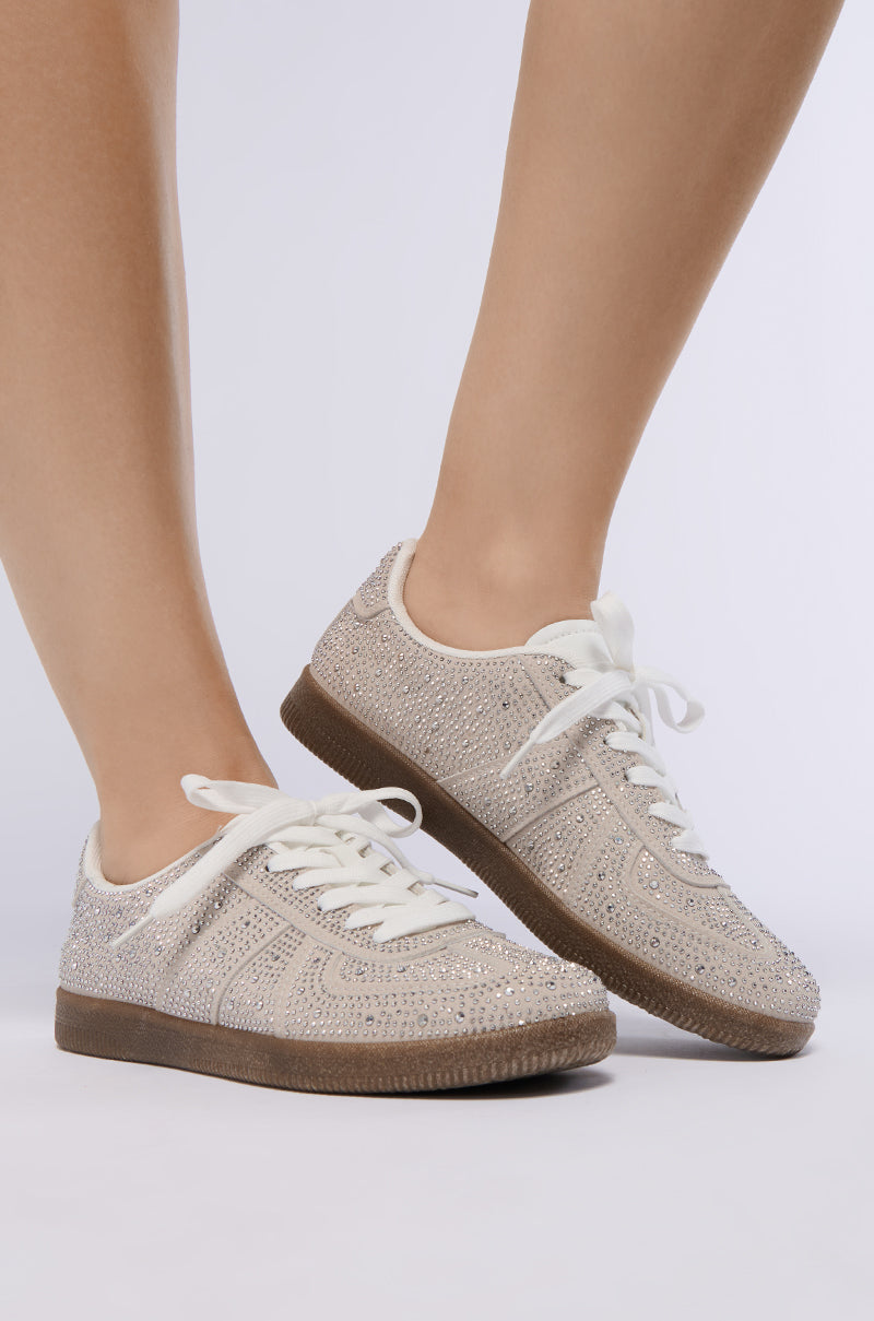 AZALEA WANG BRYAR SILVER EMBELLISHED SNEAKER