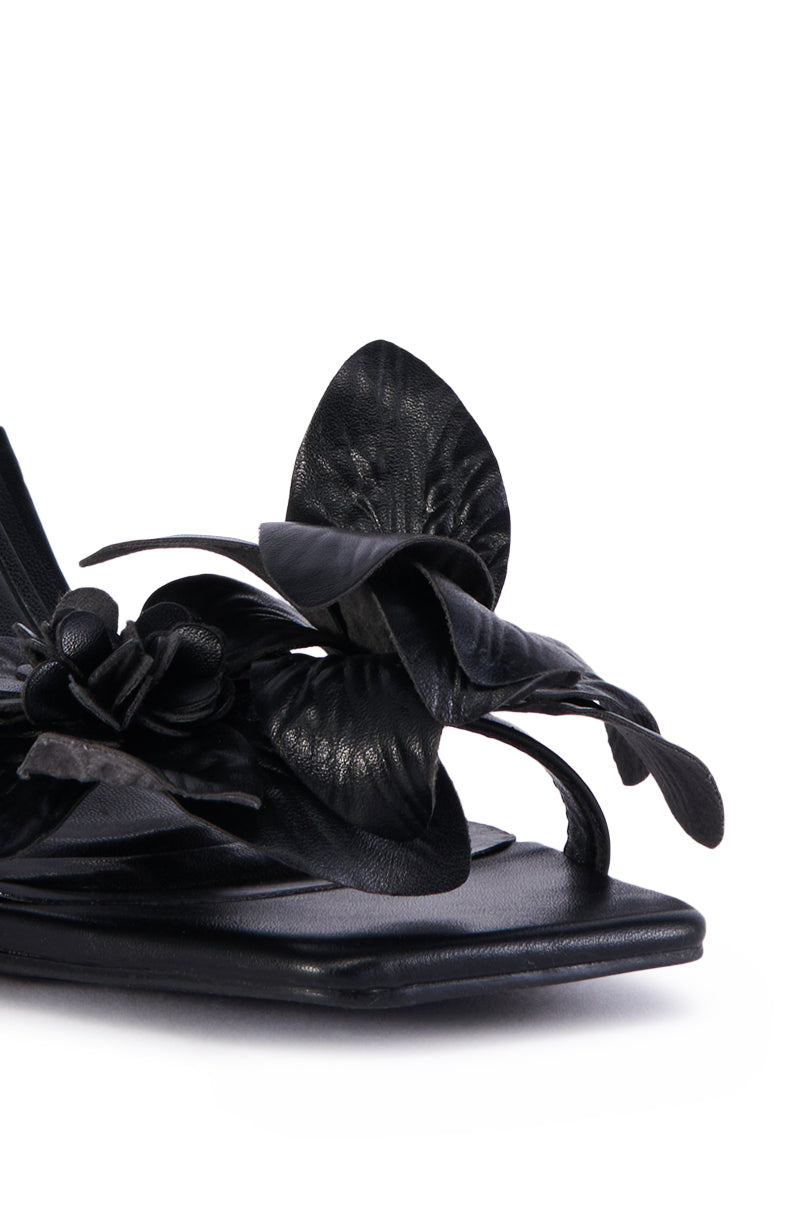 AZALEA WANG ELISEO BLACK FLOWER SANDAL