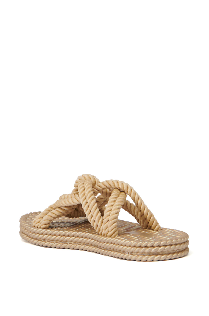 AZALEA WANG ESPEN BEIGE WOVEN SLIP ON SANDAL
