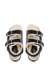 AZALEA WANG HOXTON FUZZY SANDAL IN BLACK
