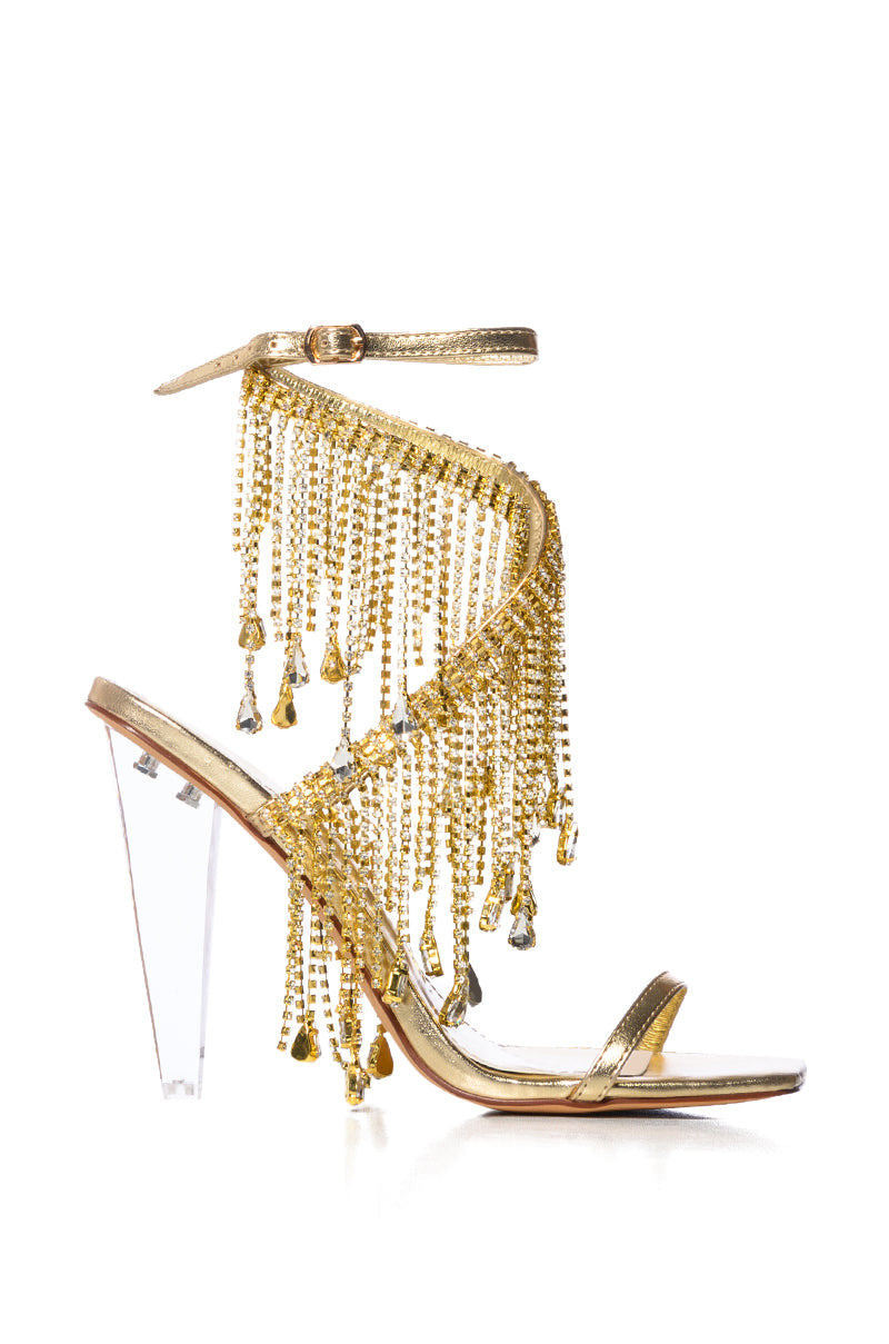 AZALEA WANG CHARMAINE GOLD DIAMOND DRAPE SANDAL
