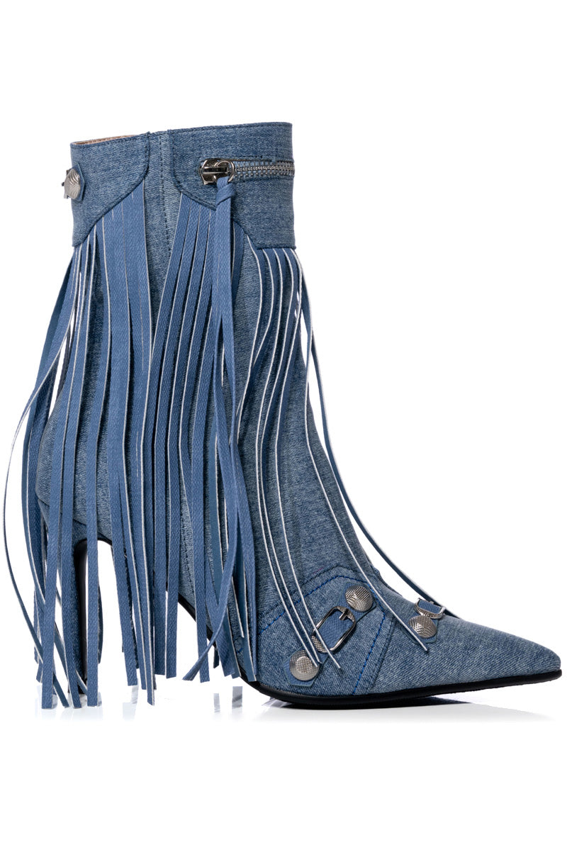 AZALEA WANG MARCELINA DENIM STILETTO BOOTIE