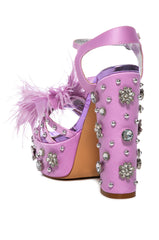 AZALEA WANG KIKI EMBELLISHED CHUNKY SANDAL IN PURPLE