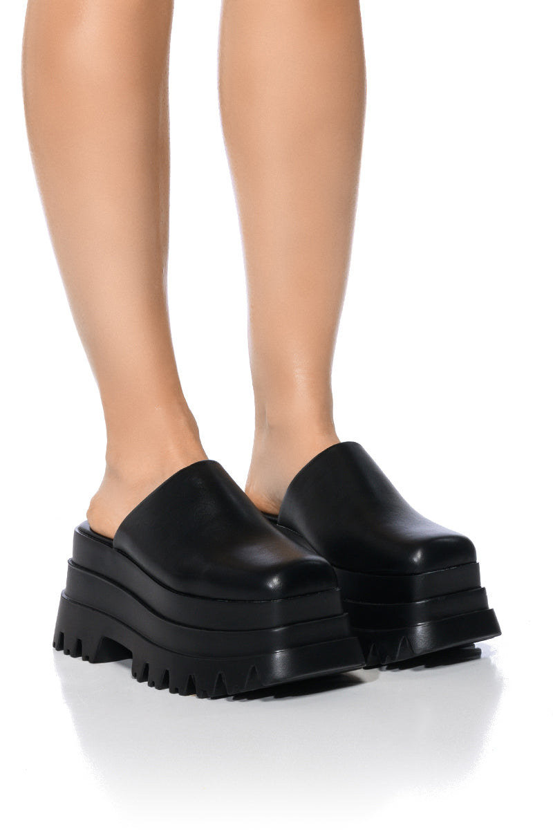 AZALEA WANG BARRON PU FLATFORM MULE IN BLACK