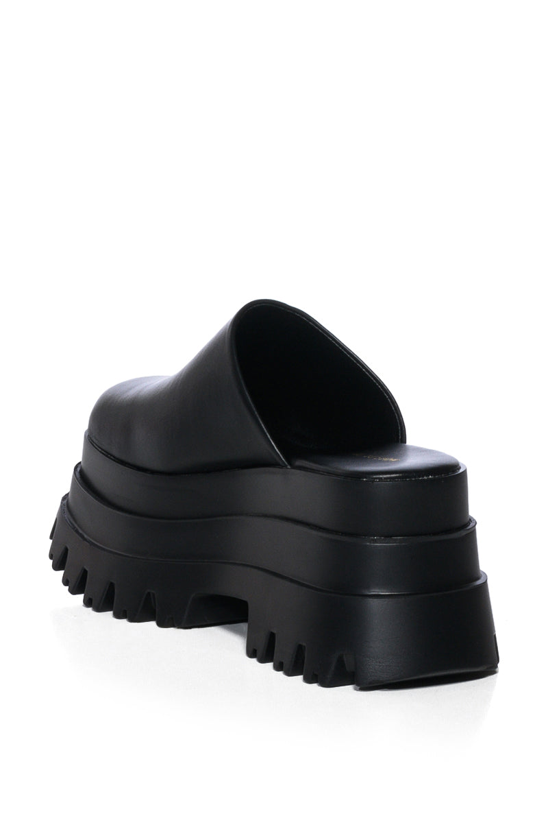 AZALEA WANG BARRON PU FLATFORM MULE IN BLACK