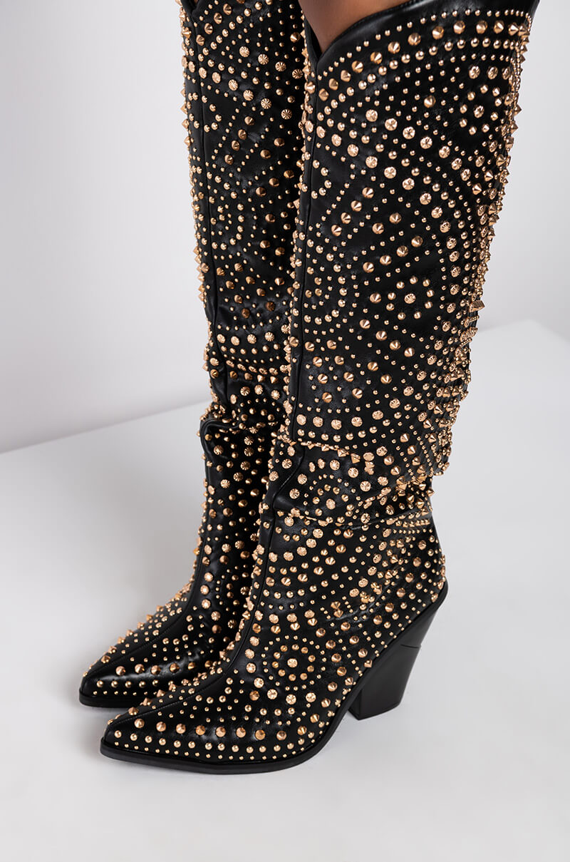 AZALEA WANG WAY OUT WEST CHUNKY BOOT IN BLACK