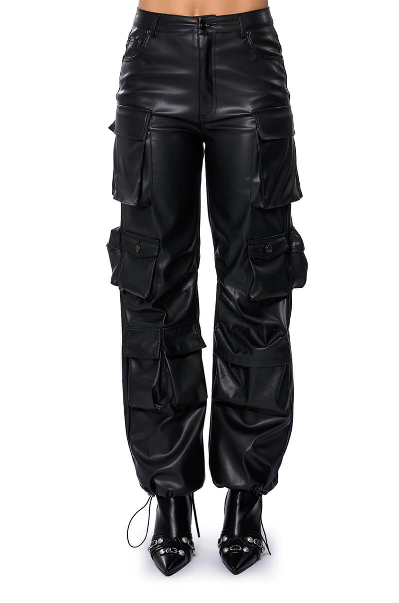 BASICALLY A MODEL PU CARGO PANT