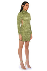 BEAUTIFUL SOUL BUBBLE STRETCH LONG SLEEVE MINI DRESS