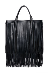 BRADLEY KATE OLSEN OVERSIZED FAUX LEATHER FRINGE TOTE