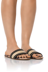 BASTA PRINT DESIGN FLAT SANDAL IN HAZELNUT