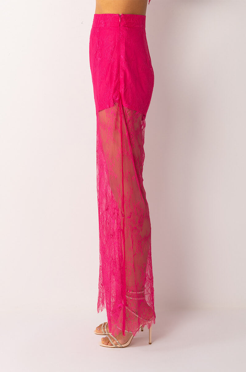 ALL OVER LACE HIGH WAIST WIDE LEG TROUSER
