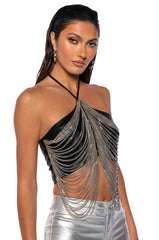 DAZZLING CHAINS HALTER TOP